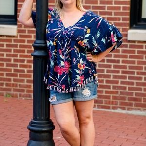 Floral Tassel Bottom Top